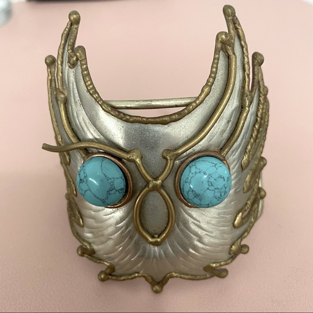 Quirky silver owl bracelet cuff